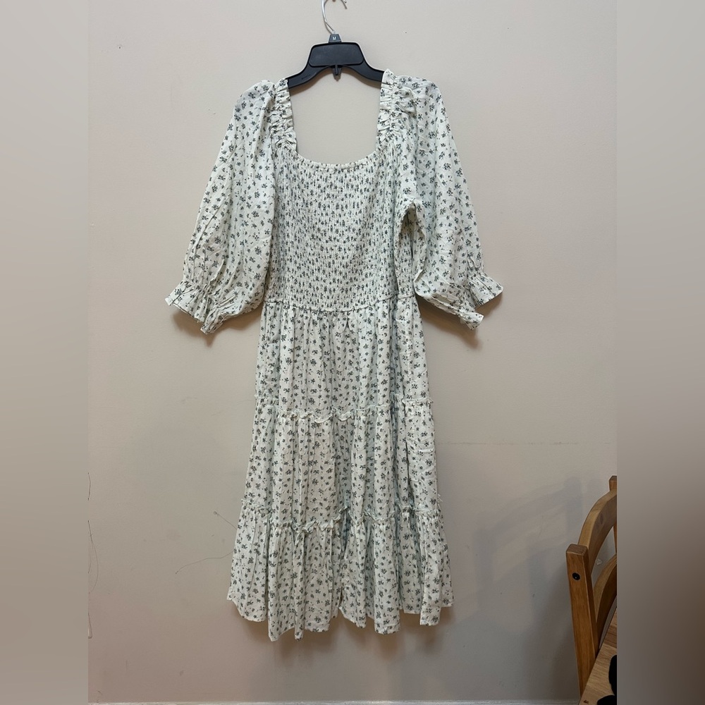 Ivy City Co. Madeline Dress 1X – Floral Smocked Puff Sleeve Midi NWT Retail $158 - Picture 10 of 10
